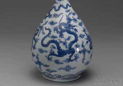 图片[3]-Yuhuchun vase with dragon and cloud motifs, Jengdezhen ware, blue and white-China Archive